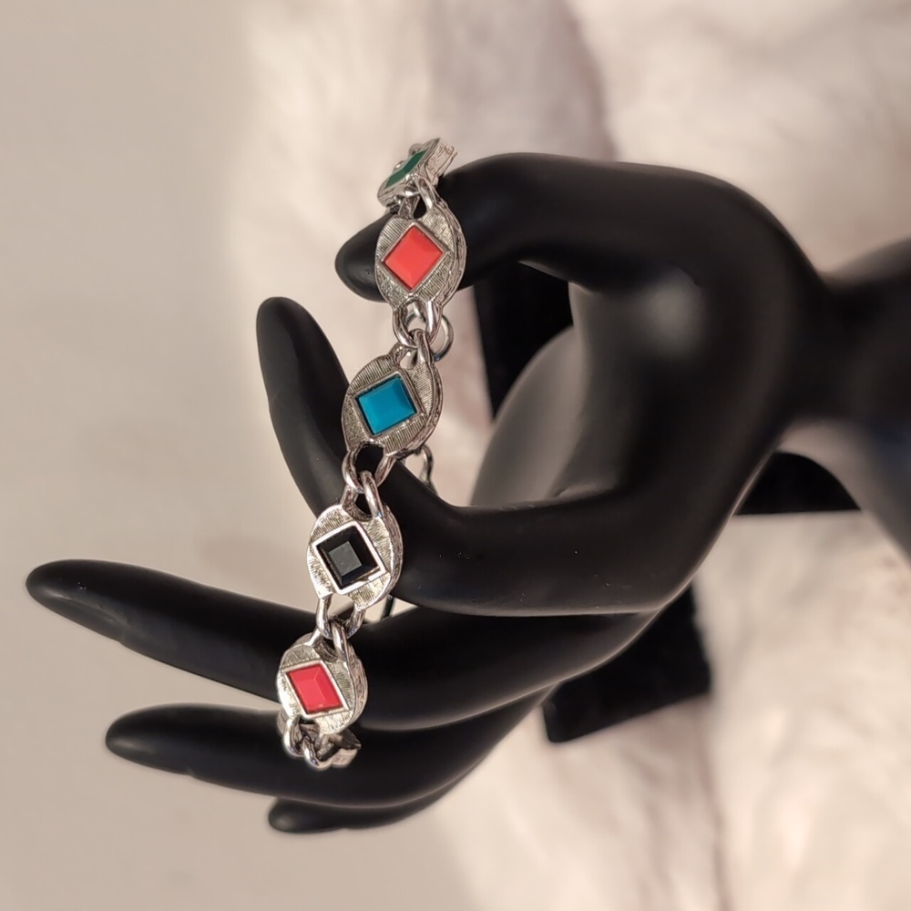 Sara Coventry| Vintage 60s Silver Toned "Harlequin" Double Sided Bracelet